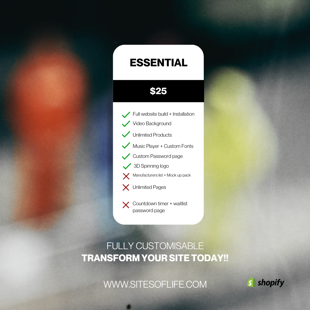 ESSENTIAL SHOPIFY THEME by @sitesoflife + FREE INSTALLATION